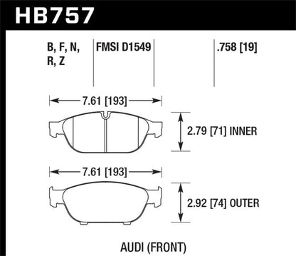 Hawk Audi 2013 A5 Quattro / 12-16 A6 Quattro/A7 Quattro/A8 Quattro HPS 5.0 Front Brake Pads-Brake Pads - Performance-Hawk Performance