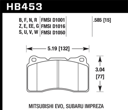 Hawk DTC - 80 04 - 15 Subaru Impreza WRX/STI, 02 - 06/08 - 14 Mitsubishi Lancer Evo Front Brake Pads Brake Pads - Racing