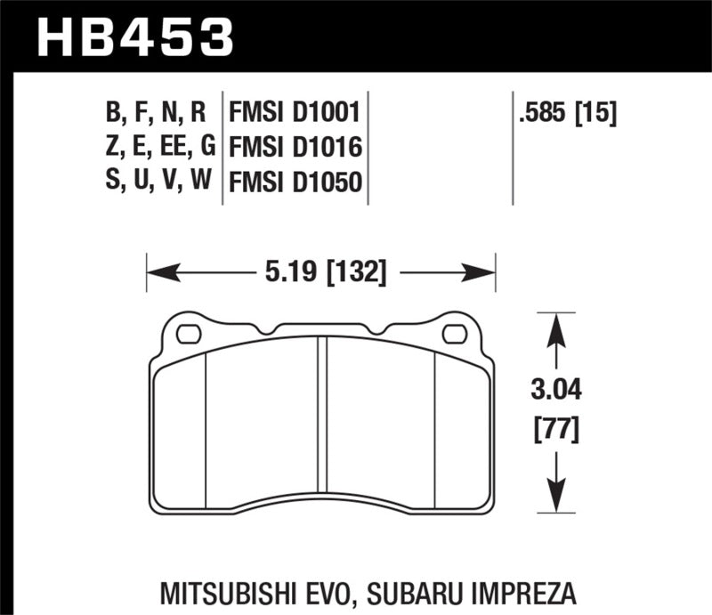 Hawk DTC - 80 04 - 15 Subaru Impreza WRX/STI, 02 - 06/08 - 14 Mitsubishi Lancer Evo Front Brake Pads Brake Pads - Racing