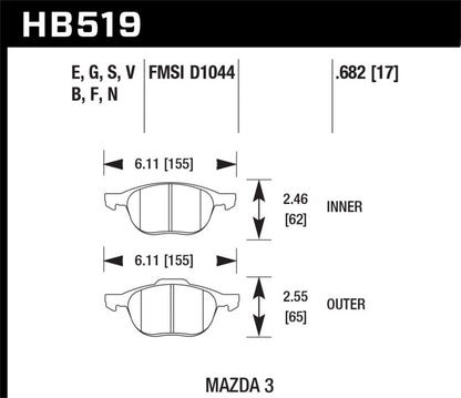 Hawk HPS 08-09 Mazda 3 / Ford/ Volvo HPS Street Front Brake Pads-Brake Pads - Performance-Hawk Performance