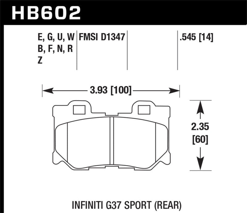 Hawk Infiniti G37 Sport HP+ Street Rear Brake Pads-Brake Pads - Performance-Hawk Performance
