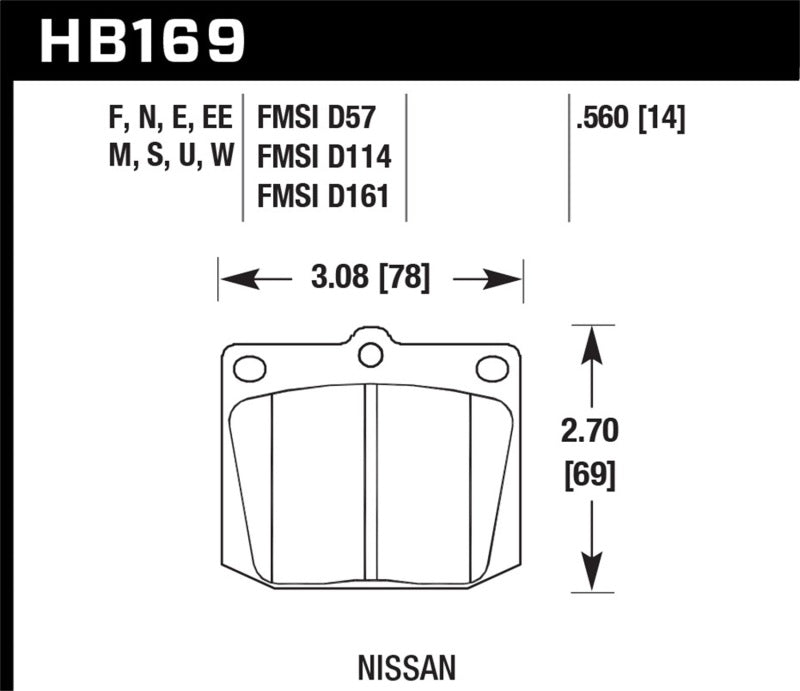 Hawk Nissan 810/240Z/260Z/280Z/620 / Toyota Corona/Cressida/Crown/Pickup Blue 9012 Front Race Pads Brake Pads - Racing