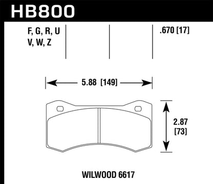 Hawk Willwood 6617 DTC-60 Race Brake Pads-Brake Pads - Racing-Hawk Performance