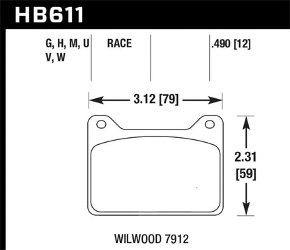 Hawk Willwood 7912 DTC-60 Race Brake Pads-Brake Pads - Racing-Hawk Performance