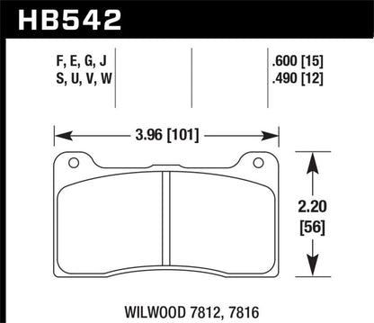 Hawk Wilwood 7816 12mm Caliper DTC-30 Rear Race Pads-Brake Pads - Racing-Hawk Performance