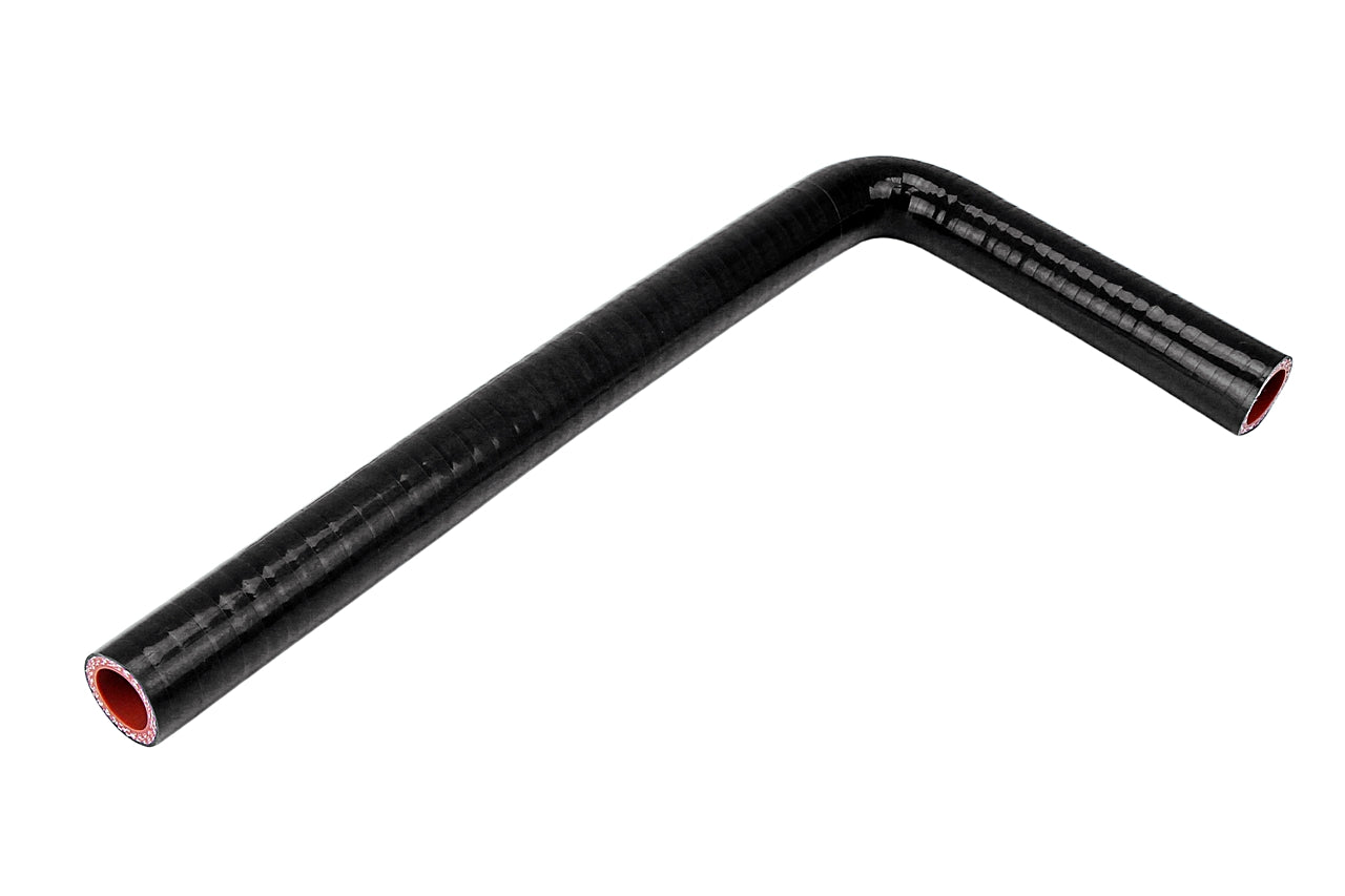 HPS 1/2 inch high temp 4-ply Reinforced Silicone 90 Degree Elbow Heater Hose Black HTSEC90-050-BLK