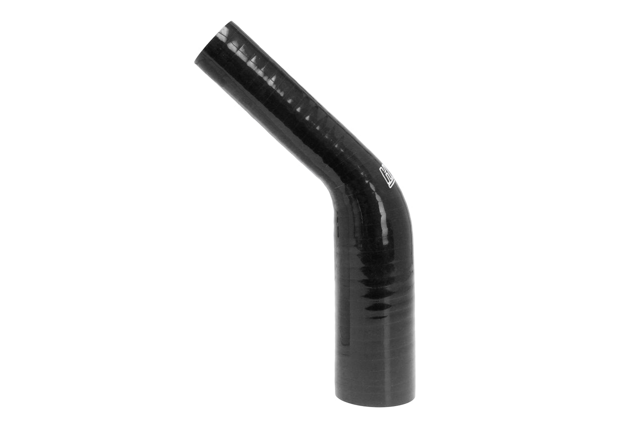 HPS 1-1/4 - 1-1/2 inch 1.25 1.5 Black Silicone 45 Degree Elbow Reducer Coupler Hose High Temp Reinforced 32mm 38mm HTSER45-125-150-BLK