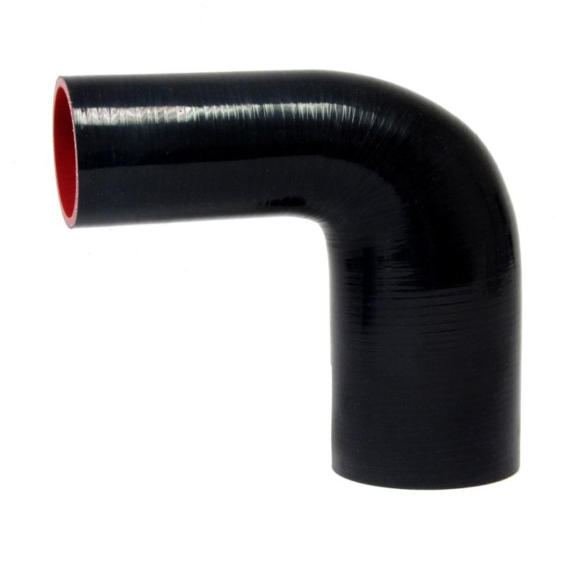 HPS 7/8 - 1-1/4 inch 1.25 Black Silicone 90 Degree Elbow Reducer Hose High Temp Reinforced 22mm 32mm HTSER90-087-125-BLK