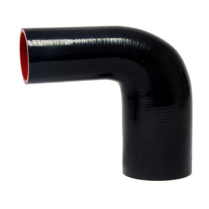 HPS 2-3/8 - 3 inch 2.38 Black Silicone 90 Degree Elbow Reducer Hose High Temp Reinforced 60mm 76mm HTSER90-238-300-BLK