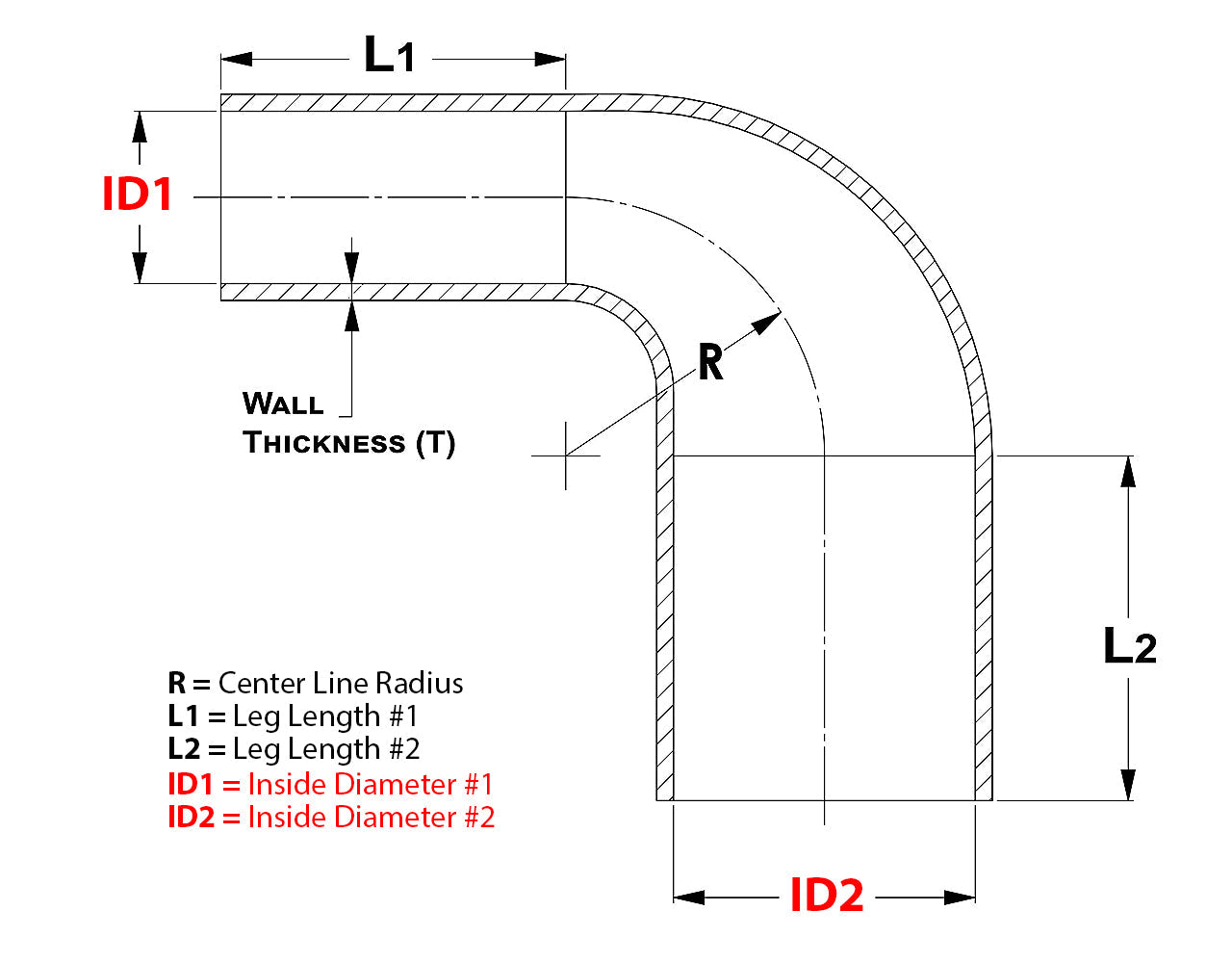 HPS Silicone 90 Degree Elbow Reducer Hoses