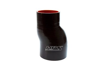 HPS Black 4" - 4-1/2" ID 6" Long Silicone Offset Straight Reducer Coupler Hose Connector High Temperature 4-ply Reinforced HTSOR-400-450-L6-BLK