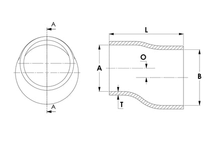 HPS 3-1/4" - 3-1/2" Silicone Offset Reducer Coupler Hose, High Temperature 4-ply Reinforced