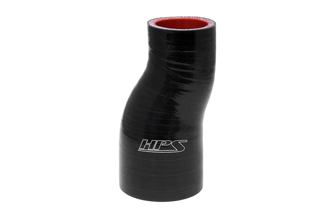 HPS 2 - 2.5 inch Inside Diameter, 6 inch Long Silicone Offset Reducer Coupler Hose, High Temp 4-ply Reinforced, Black (51mm - 63mm Inside Diameter, 152mm Length)