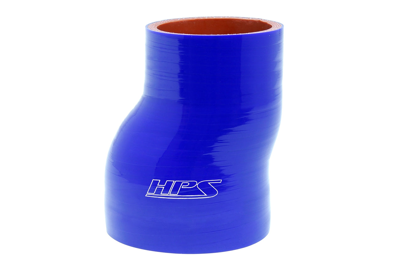 HPS 3.75 - 4 inch ID , 4 inch Long High Temperature 4-ply Reinforced Silicone Offset Reducer Coupler Hose Blue (95mm - 102mm ID , 102mm Length)