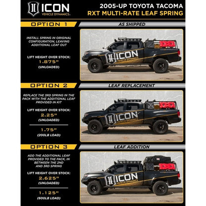 ICON 05 - 15 Toyota Tacoma 0 - 3.5in/16 - 17 Toyota Tacoma 0 - 2.75in Stage 9 Suspension System w/Billet Uca Coilovers