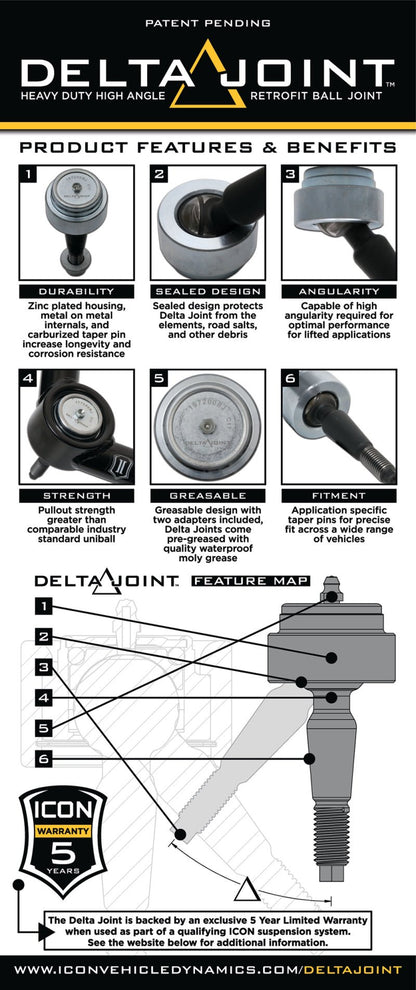 ICON 2005+ Toyota Tacoma Billet Upper Control Arm Delta Joint Kit Control Arms
