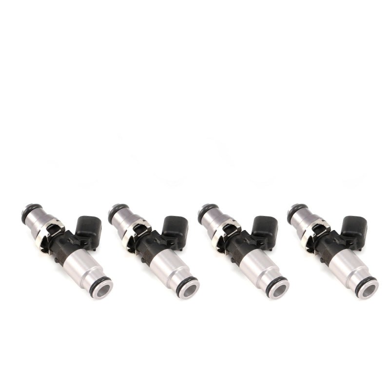 Injector Dynamics 1050X Injectors 14mm (Grey) Adaptor Top - (Silver) Bottom Adapter (Set of 4) - Fuel Injector Sets - 4Cyl - Injector Dynamics