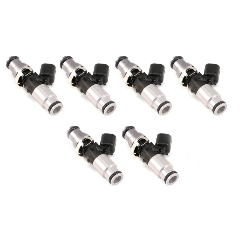 Injector Dynamics 1050X Injectors 14mm (Grey) Adaptor Top - (Silver) Bottom Adapter (Set of 6) - Fuel Injector Sets - 6Cyl - Injector Dynamics