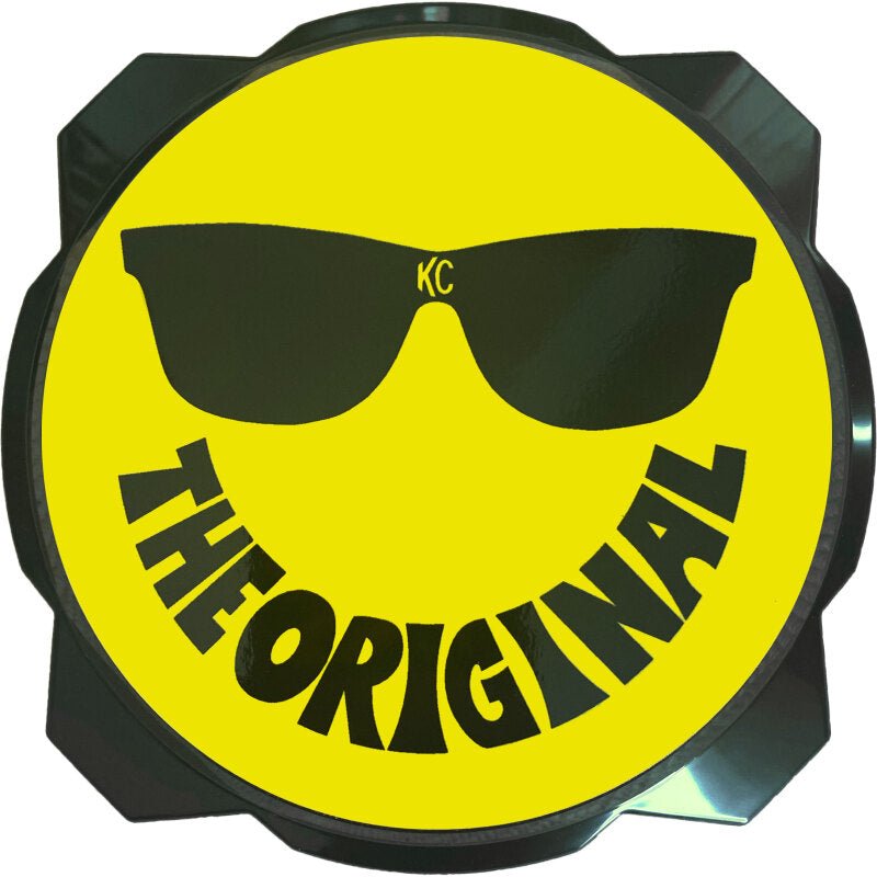 KC HiLiTES 6in. Hard Cover for Gravity Pro6 LED Lights (Single) - Smiley Face- Yellow/Black KC Logo-Light Covers and Guards-KC HiLiTES