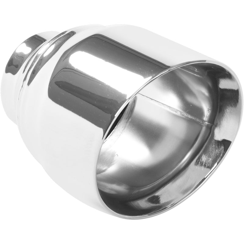 MagnaFlow Tip Stainless Double Wall Round Single Outlet Polished 4.5in DIA 2.5in Inlet 5.75in Length-Tips-Magnaflow