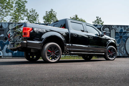 MBRP 15 - 20 Ford F150 Pre - Axle 4in OD Tips Dual Outlet 3in Black Coated Cat Back Exhaust - Catback - MBRP