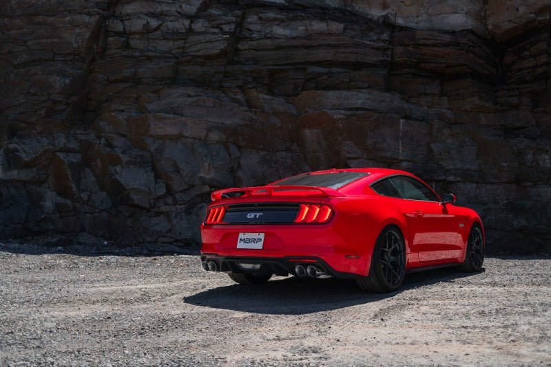 MBRP 18 - 19 Ford Mustang GT 5.0 3in Dual Split Rear AL Cat Back w/ Quad 4.0in Dual Wall Tips - Catback - MBRP