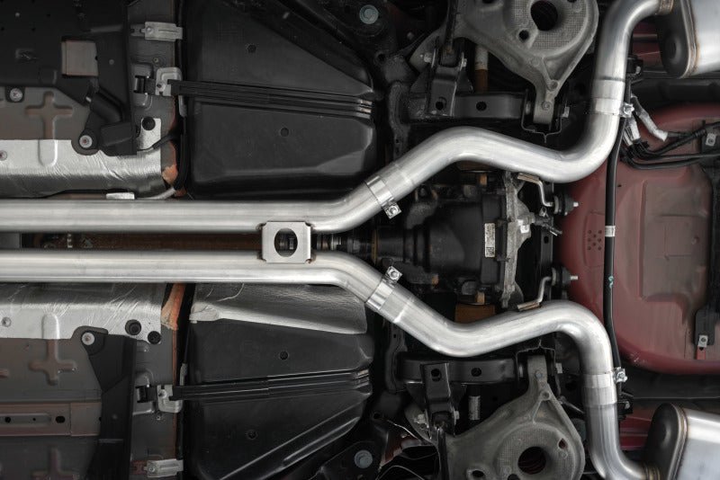 MBRP 18 - 20 Ford Mustang GT 5.0 w/ Quad Tip Active Exhaust Cat Back Split Rear T304 w/ Carb Fib Tips - Catback - MBRP