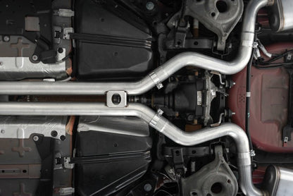 MBRP 18 - 20 Ford Mustang GT 5.0 w/ Quad Tip Active Exhaust Cat Back Split Rear T304 w/ Carb Fib Tips - Catback - MBRP