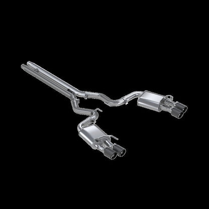 MBRP 18 - 20 Ford Mustang GT 5.0 w/ Quad Tip Active Exhaust Cat Back Split Rear T304 w/ Carb Fib Tips - Catback - MBRP