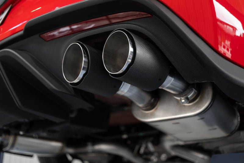 MBRP 18 - 20 Ford Mustang GT 5.0 w/ Quad Tip Active Exhaust Cat Back Split Rear T304 w/ Carb Fib Tips - Catback - MBRP