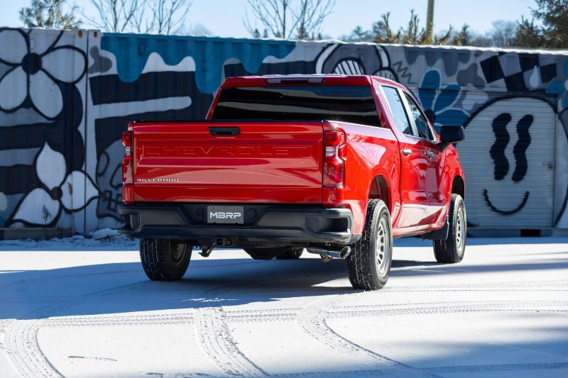 MBRP 19 - 24 GM 1500 Silverado/Sierra 2.7L T304 SS 3in Cat - Back w/ Single Side 4in Dual Wall Tip - Axle Back - MBRP