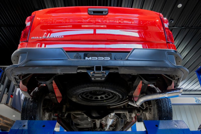MBRP 19 - 24 GM 1500 Silverado/Sierra 2.7L T304 SS 3in Cat - Back w/ Single Side 4in Dual Wall Tip - Axle Back - MBRP
