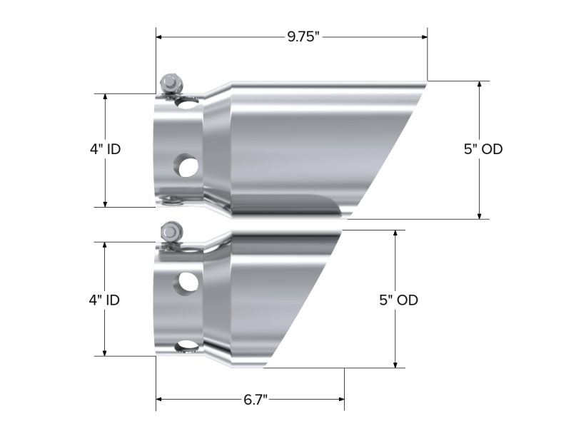 MBRP 2008 Ford F250/350/450 6.4 L 4 inlet 5 Tip Cover Set - 6 and 9 in length - Steel Tubing - MBRP