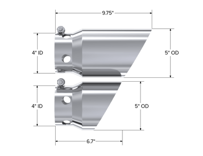 MBRP 2008 Ford F250/350/450 6.4 L 4 inlet 5 Tip Cover Set - 6 and 9 in length - Steel Tubing - MBRP