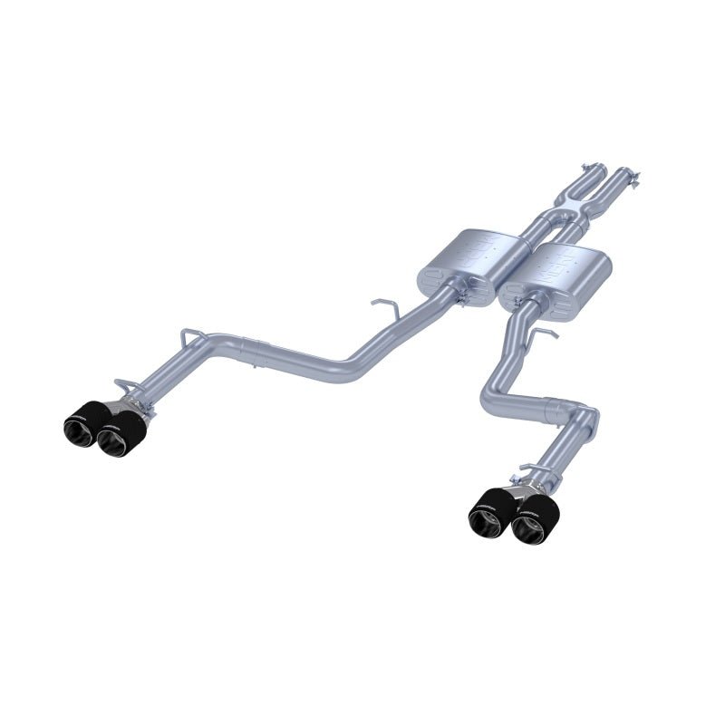MBRP 2015+ Dodge Challenger 3.6L SS 2.5in Quad Tip Split Rear Exit w/ Carbon Fiber Tips - T304 - Catback - MBRP