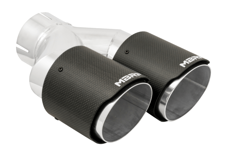 MBRP 3in ID / Dual 4in OD Out Staggered L 9.37in / R 9.87in Dual Wall Carbon Fiber Univ Exhaust Tip - Tips - MBRP