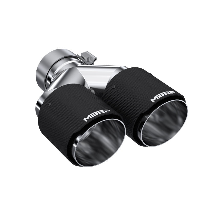MBRP 3in ID / Dual 4in OD Out Staggered L 9.37in / R 9.87in Dual Wall Carbon Fiber Univ Exhaust Tip - Tips - MBRP