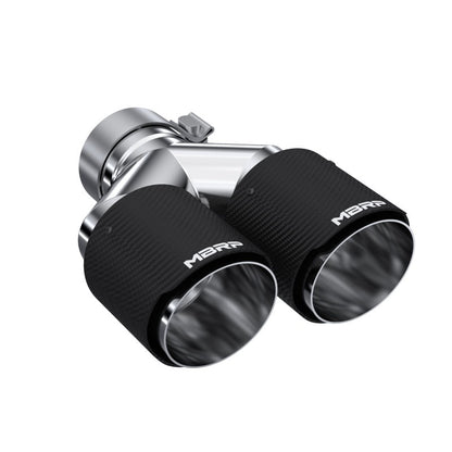 MBRP 3in ID / Dual 4in OD Out Staggered L 9.37in / R 9.87in Dual Wall Carbon Fiber Univ Exhaust Tip - Tips - MBRP