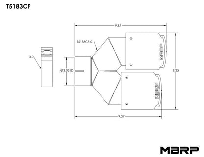 MBRP 3in ID / Dual 4in OD Out Staggered L 9.37in / R 9.87in Dual Wall Carbon Fiber Univ Exhaust Tip - Tips - MBRP