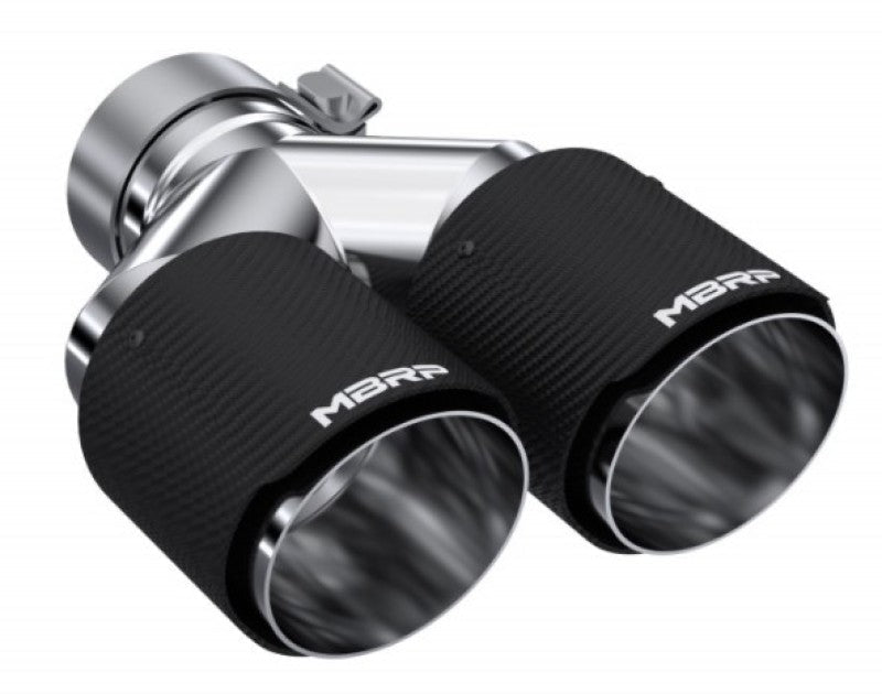 MBRP 3in ID / Dual 4in OD Out Staggered L 9.37in / R 9.87in Dual Wall Carbon Fiber Univ Exhaust Tip - Tips - MBRP