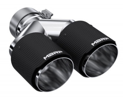 MBRP 3in ID / Dual 4in OD Out Staggered L 9.37in / R 9.87in Dual Wall Carbon Fiber Univ Exhaust Tip - Tips - MBRP
