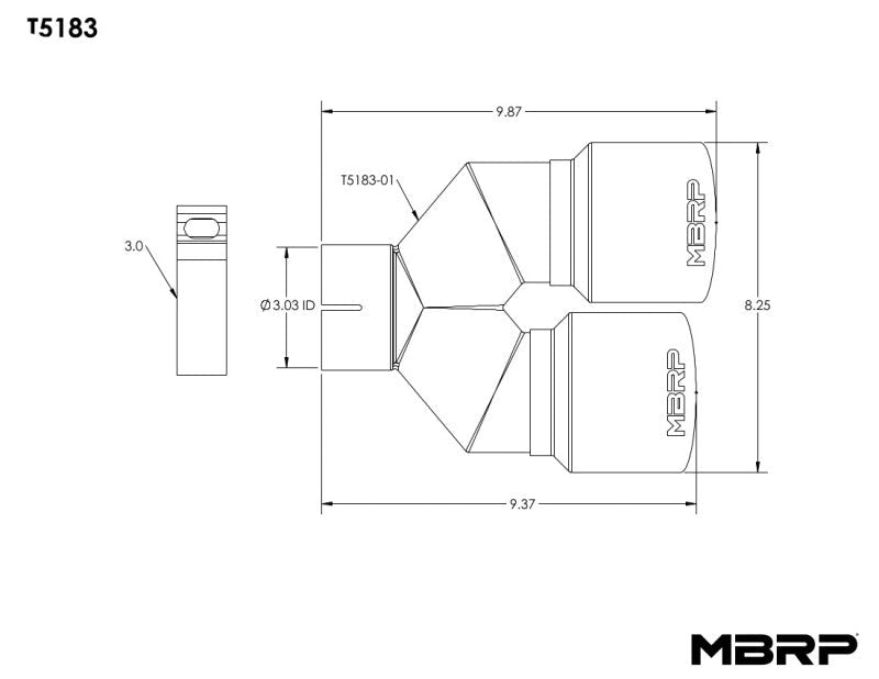 MBRP 3in ID / Dual 4in OD Out Staggered L 9.37in / R 9.87in Single Wall T304 SS Univ Exhaust Tip - Tips - MBRP