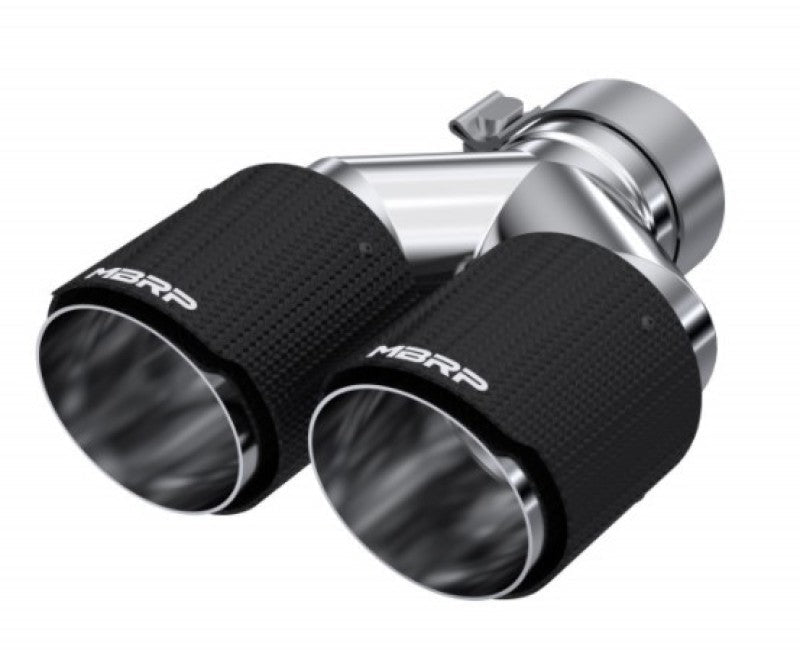 MBRP 3in ID / Dual 4in OD Out Staggered L 9.87in / R 9.37in Dual Wall Carbon Fiber Univ Exhaust Tip - Tips - MBRP