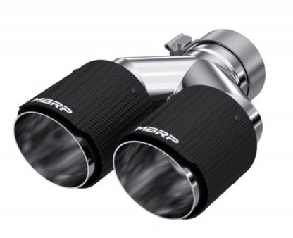 MBRP 3in ID / Dual 4in OD Out Staggered L 9.87in / R 9.37in Dual Wall Carbon Fiber Univ Exhaust Tip - Tips - MBRP