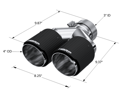 MBRP 3in ID / Dual 4in OD Out Staggered L 9.87in / R 9.37in Dual Wall Carbon Fiber Univ Exhaust Tip - Tips - MBRP