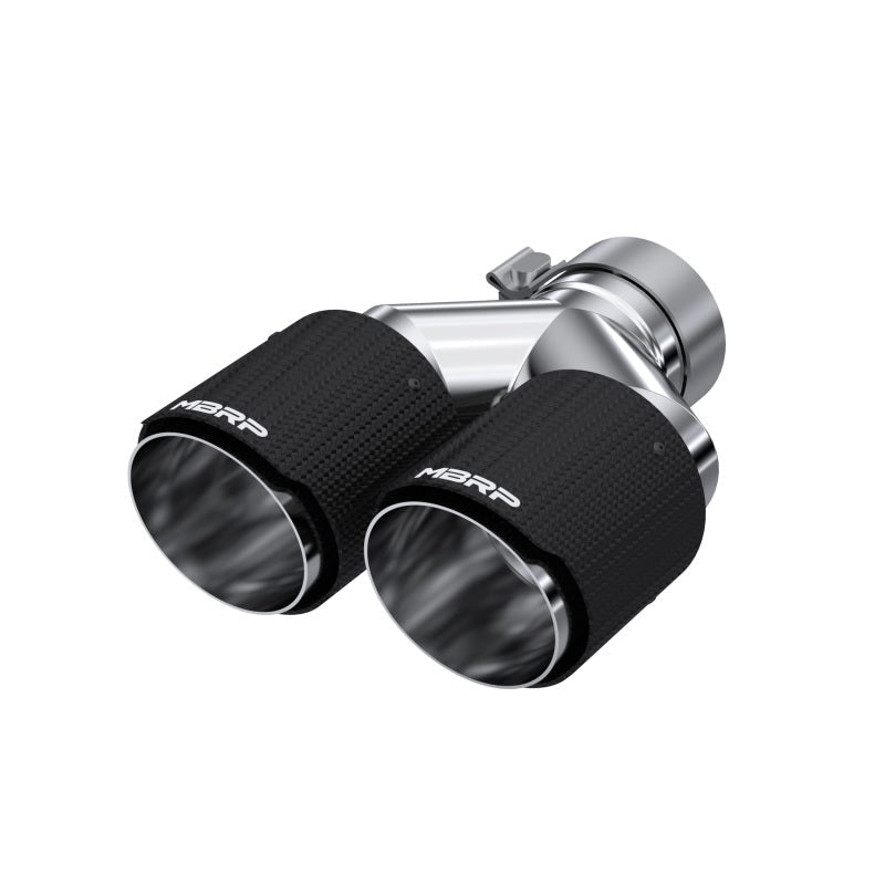MBRP 3in ID / Dual 4in OD Out Staggered L 9.87in / R 9.37in Dual Wall Carbon Fiber Univ Exhaust Tip - Tips - MBRP