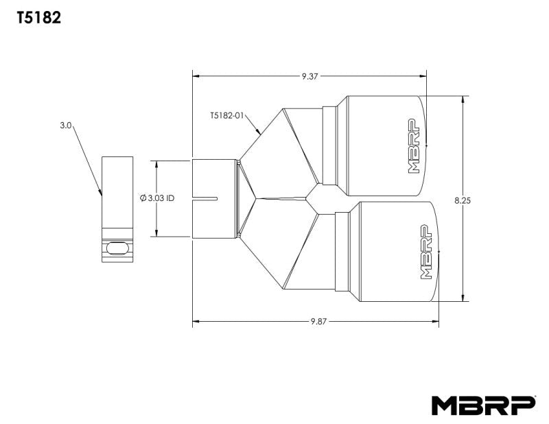 MBRP 3in ID / Dual 4in OD Out Staggered L 9.87in / R 9.37in Single Wall T304 SS Univ Exhaust Tip - Tips - MBRP