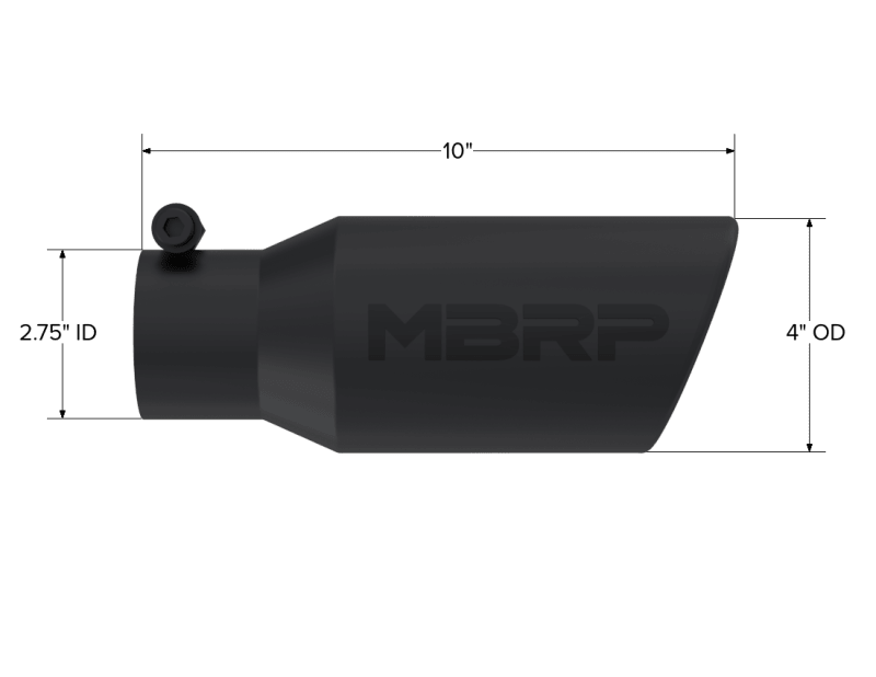 MBRP Universal Angled Rolled End Tip 4in OD / 2 - 3/4in Inlet / 10in Length - Black - Tips - MBRP