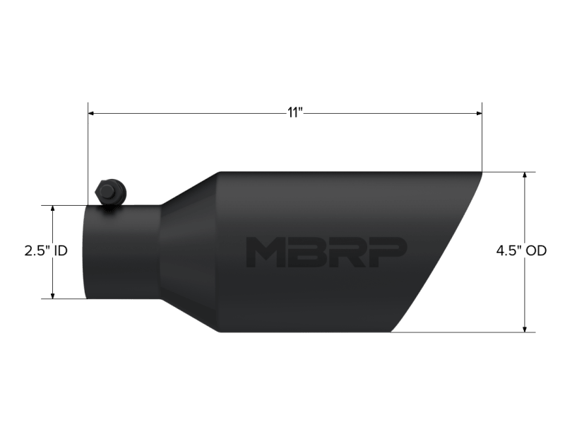 MBRP Universal Dual Wall Angle Rolled End Tip 4 - 1/2in OD / 2 - 1/2in Inlet / 11in Length - Black - Tips - MBRP