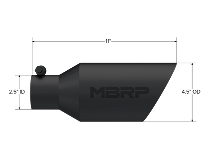 MBRP Universal Dual Wall Angle Rolled End Tip 4 - 1/2in OD / 2 - 1/2in Inlet / 11in Length - Black - Tips - MBRP